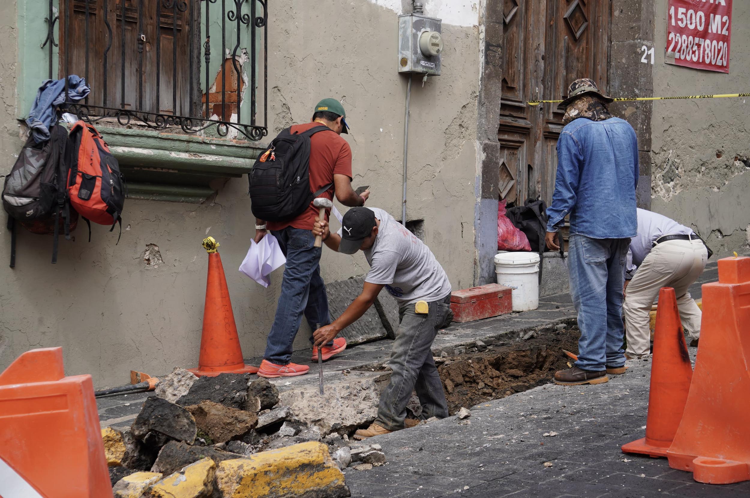 Socavón en centro de la ciudad